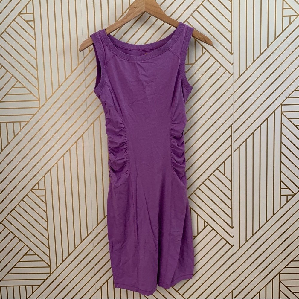 Lole Sleeveless Adventure dress organic cotton scoop neck Ruched cinched